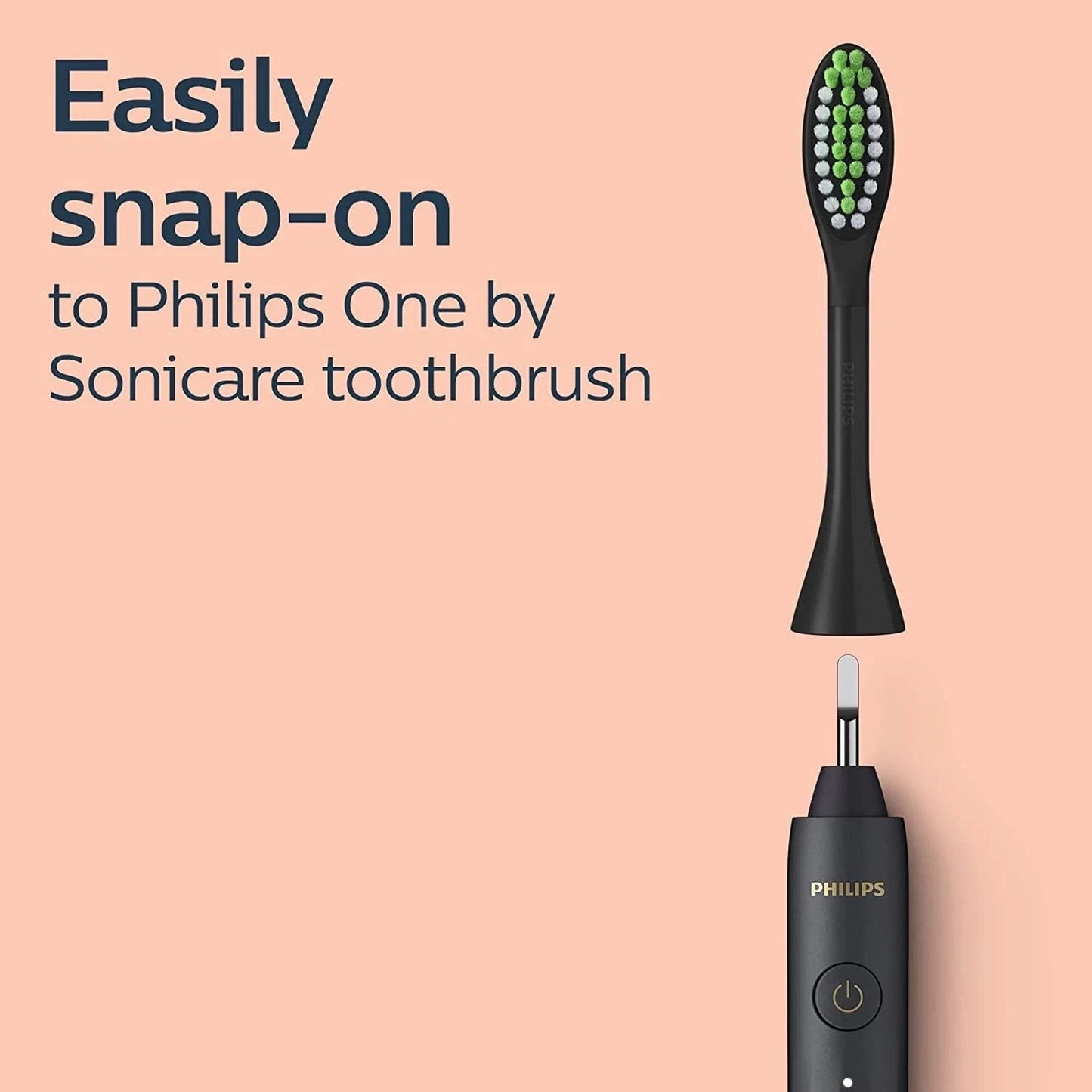 Open Box- Philips One by Sonicare, 2 Brush Heads, Shadow Black, BH1022/06