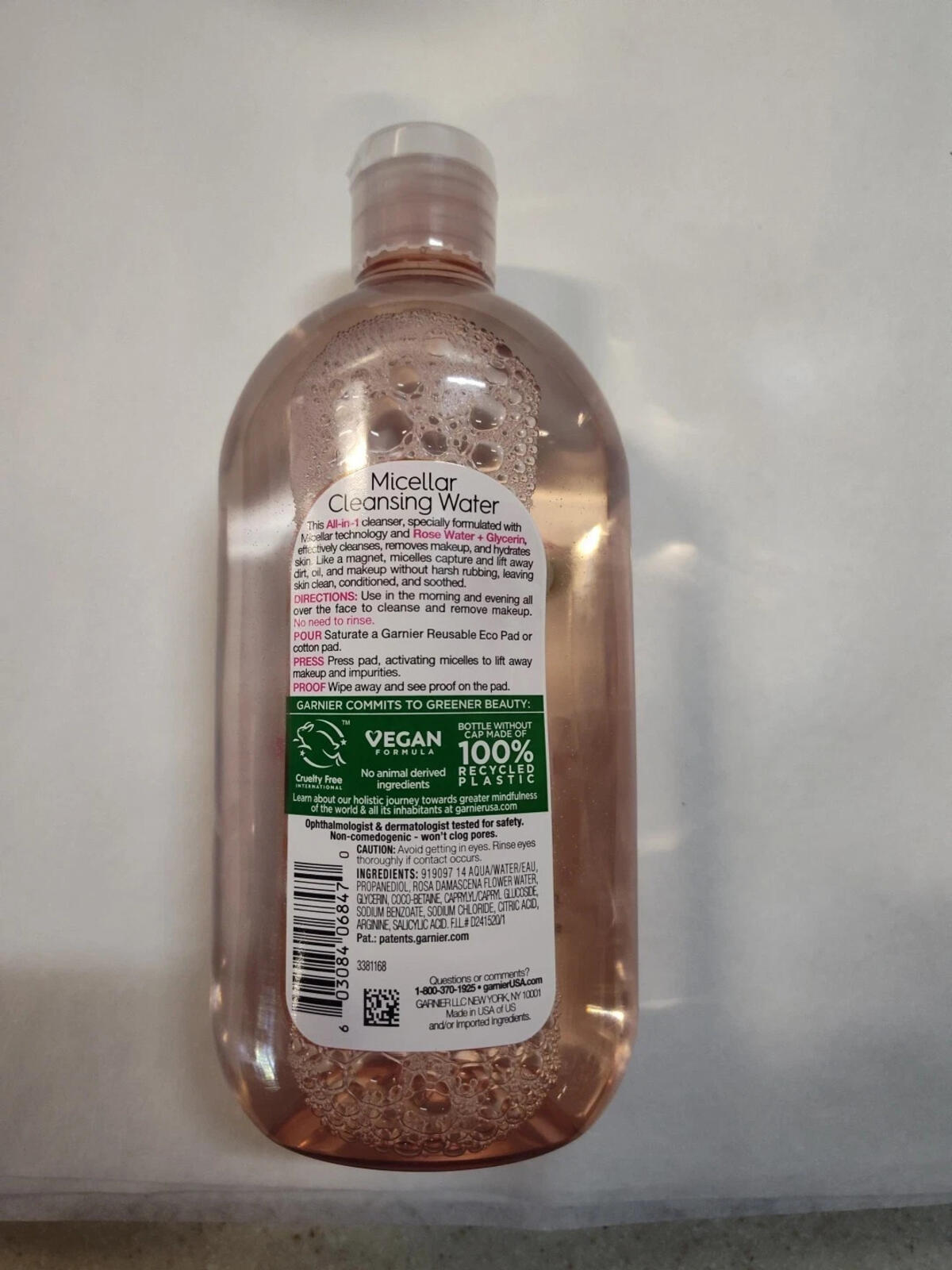 Garnier Water Rose Micellar Cleansing Water (23.7 fl oz) (top cover broken)