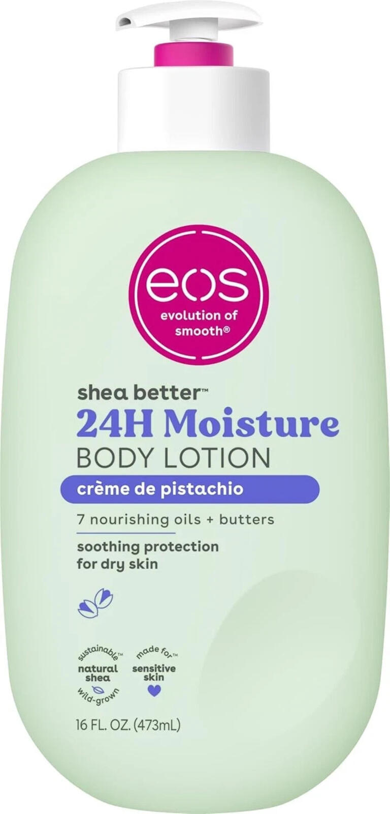 ** eos Shea Better Body Lotion- Creme de Pistachio, 24-Hour Moisture Skin Care,