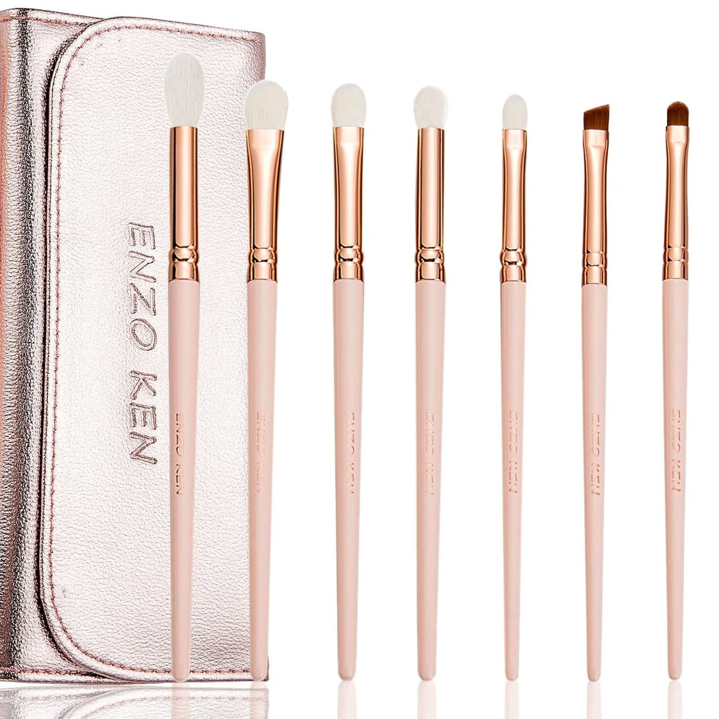 ENZO KEN Natural Goat Hair Makeup Brush Set with Case, Natural Makeup Brushes, Natural Bristle Makeup Brushes, Natural Hair Makeup Brushes Set Professional, Walnut Cosmetic Brushes Makeup Set - MONI