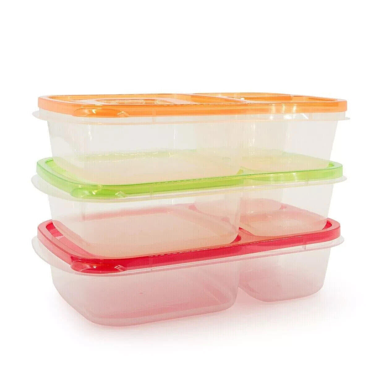 3pk California Basics 3-Compartment Multi-Color Portion Food Storage