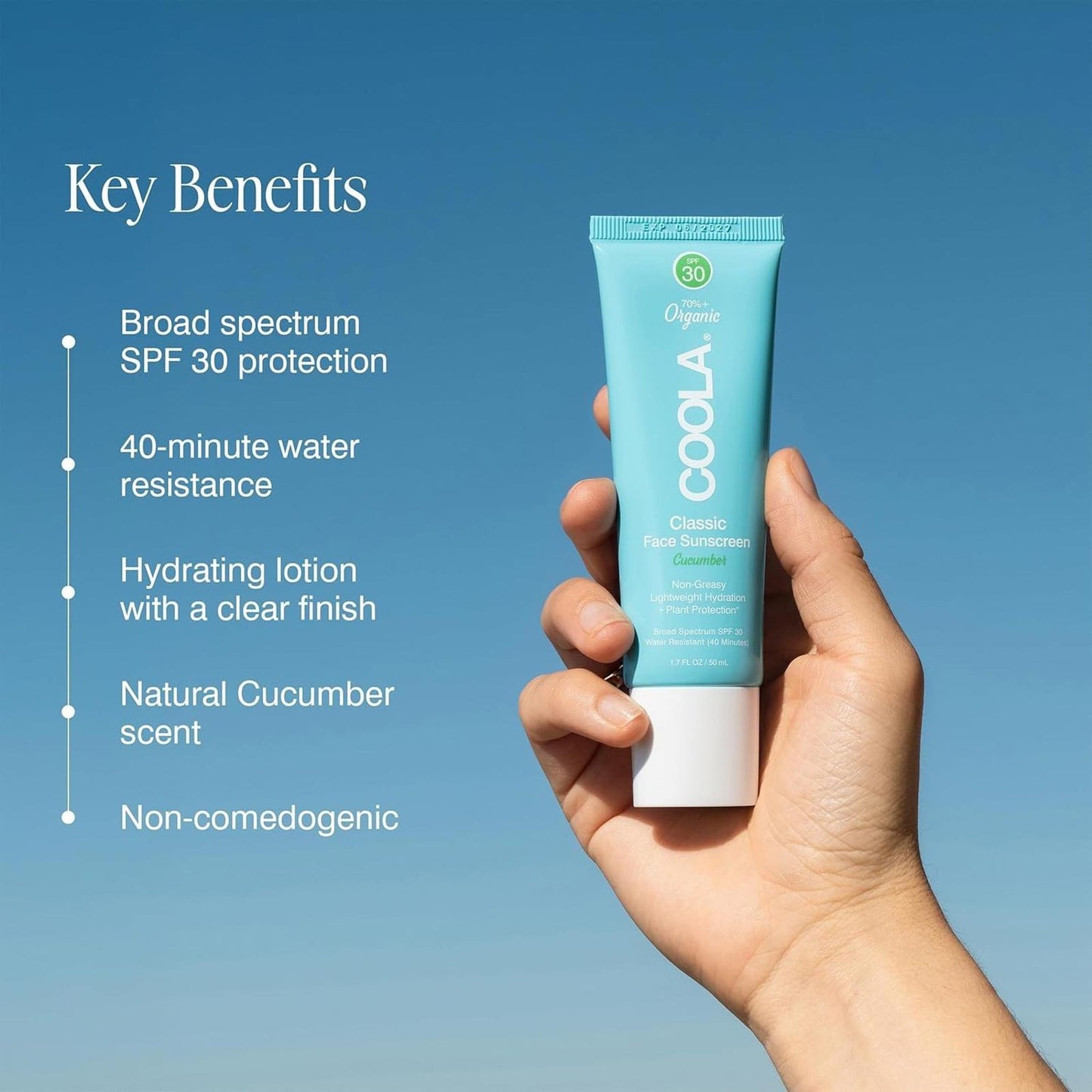COOLA Organic Face Sunscreen SPF 30 Sunblock Lotion, (1.7 fl oz)