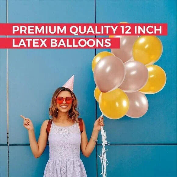 60-Pack Gold & Rose Gold Balloons, Gold & Rose Gold Latex Balloons for W