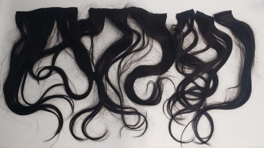 **Open Box-GOO GOO Clip in Hair Extensions Real Human Hair 18in 1B Natural black