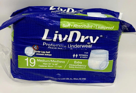 ** Open Box-LivDry Adult Incontinence Underwear (10 ct only) read description