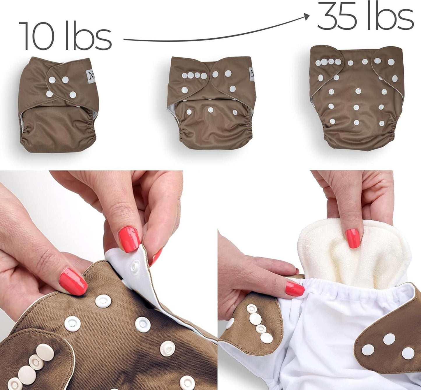 Open Box- Nora's Nursery Cloth Diapers 7 Pack with 7 Inserts & 1 Wet Bag