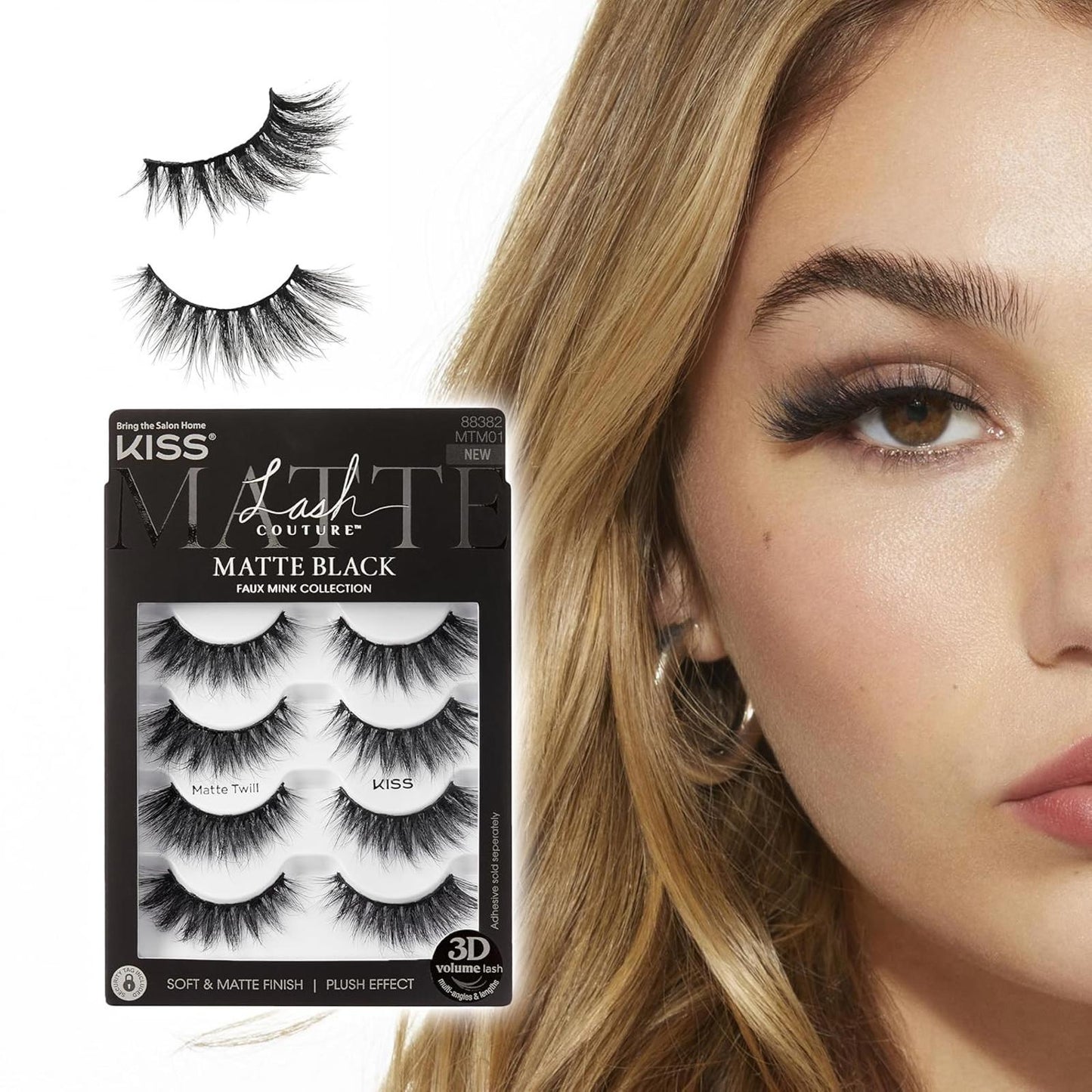 Open Box- KISS Lash Couture 3D Matte False Eyelashes, 'Matte Twill', 14 mm
