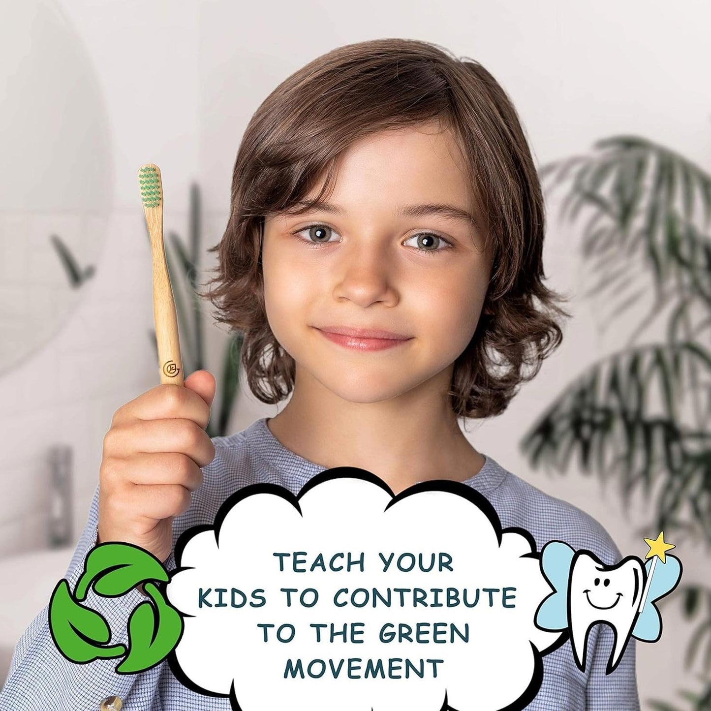 GREENZLA Kids Bamboo Toothbrushes, Natural Toothbrush Set, Soft Bristles (5 cnt)