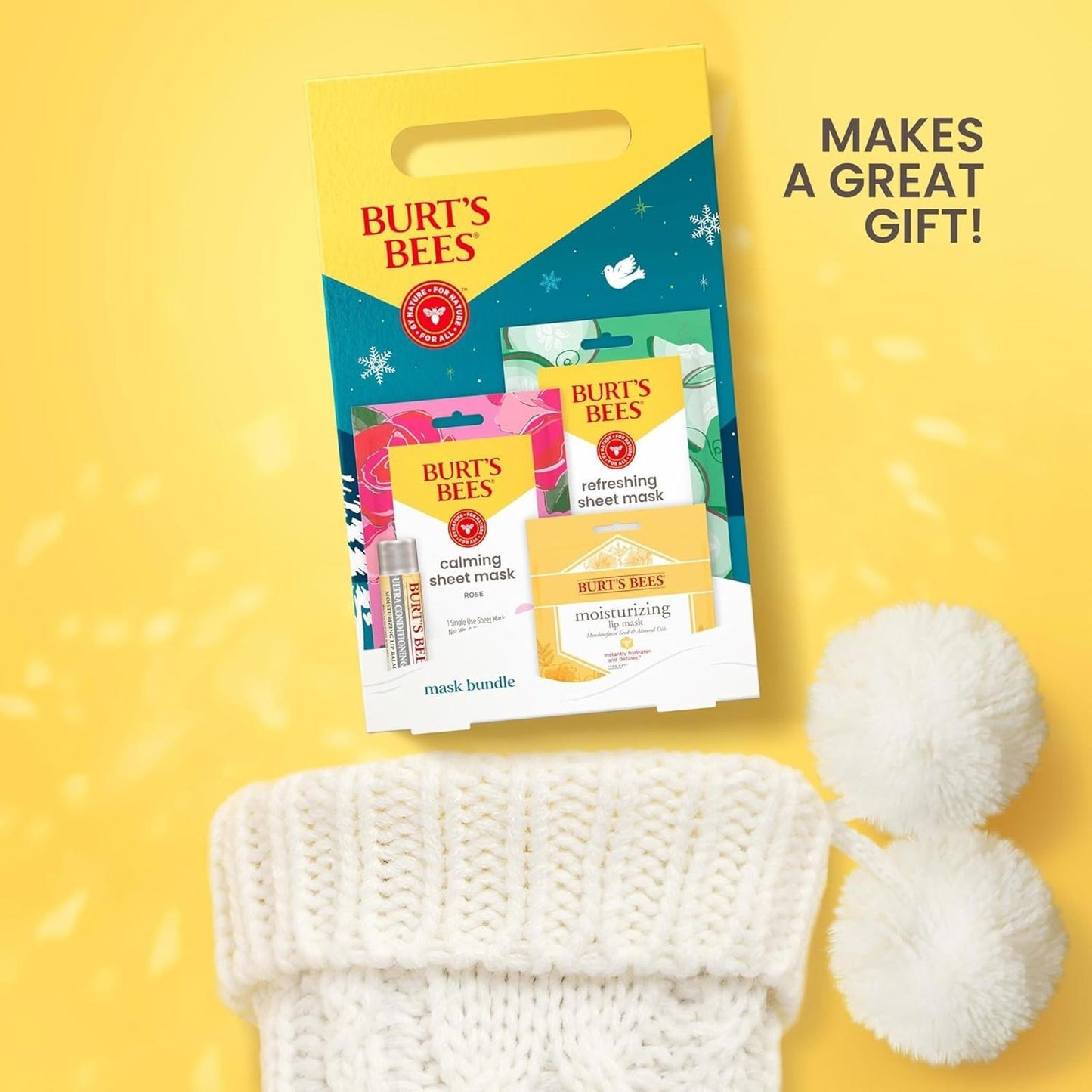 Burt’s Bees Mask Bundle Gift Set; , Ultra Conditioning Lip Balm and Moisturizing