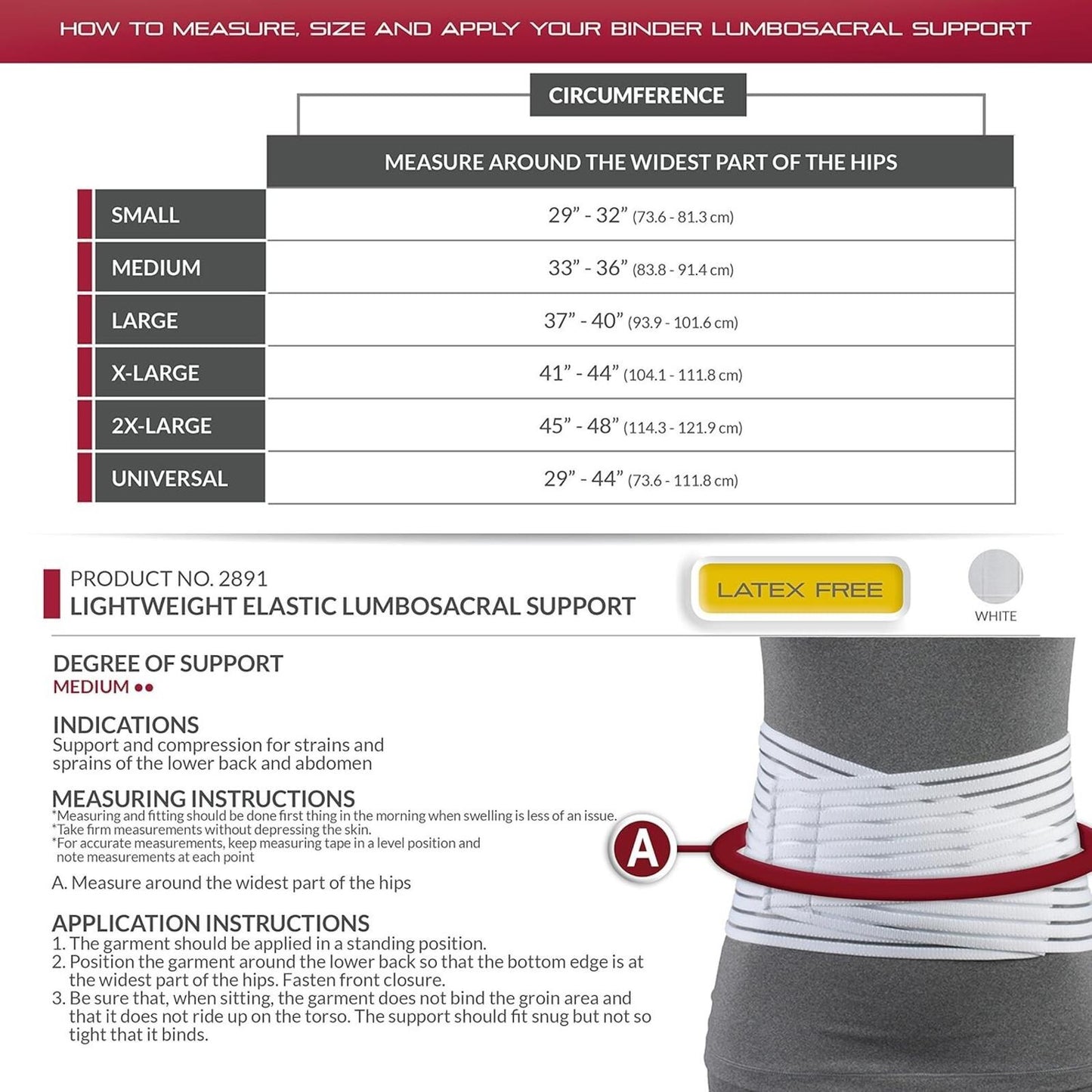 ** Open Box - OTC Lumbosacral Support, 7-inch Lower Back, compression-Large