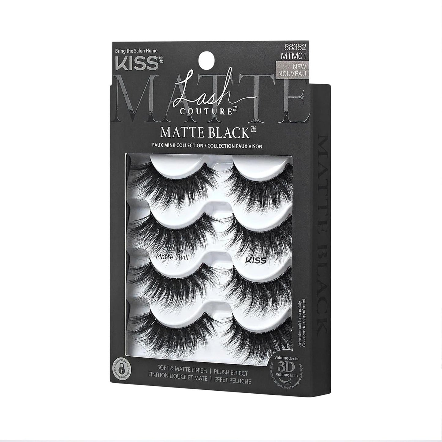 Open Box- KISS Lash Couture 3D Matte False Eyelashes, 'Matte Twill', 14 mm