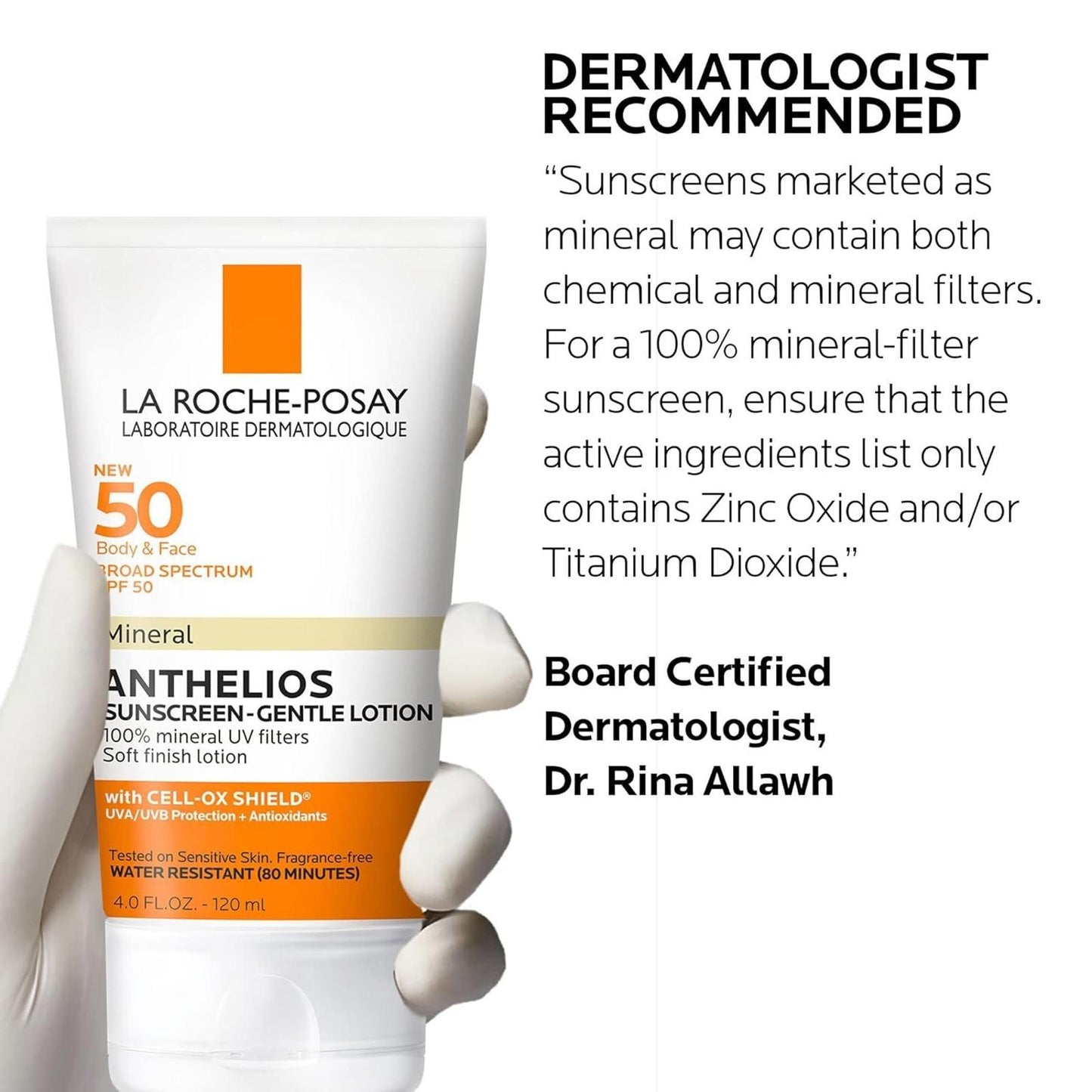 Open Box- La Roche-Posay Anthelios Mineral Sunscreen SPF 50 Gentle Lotion, 4 oz