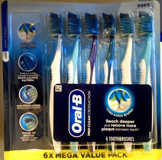 Retail box open- Oral-B CrossAction Pro-Clean Manual Toothbrush 6 Brushes  Soft
