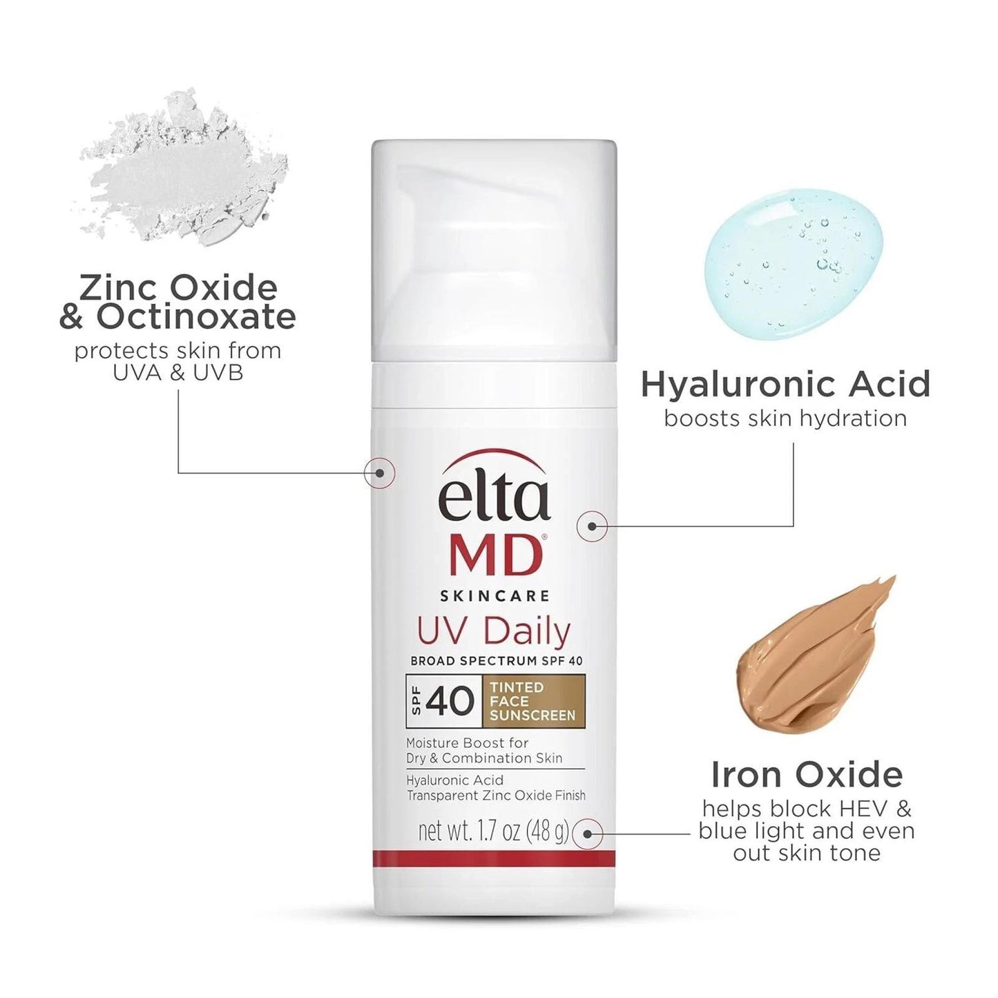 ** Gently tested- EltaMD UV Daily SPF 40 Tinted Face Sunscreen,1.7 oz (Exp 10/26