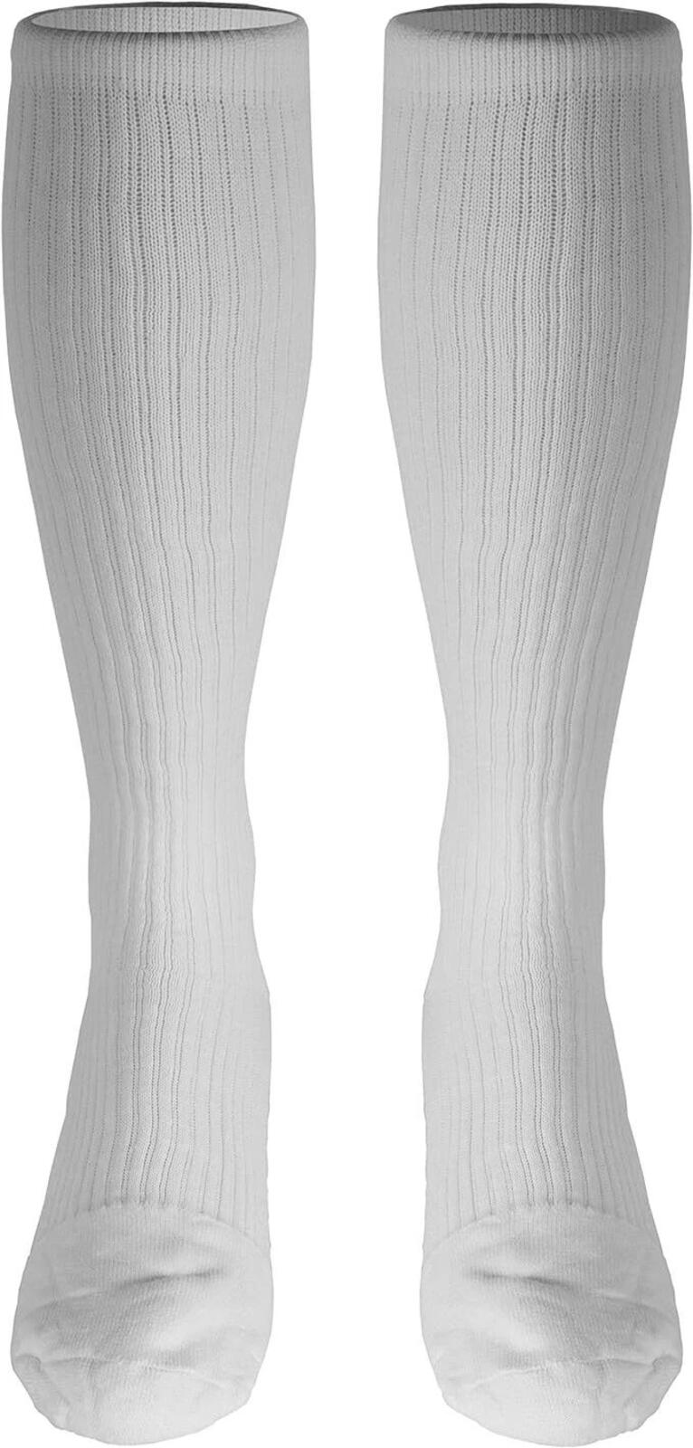 Open Box- Truform Compression Socks, Men's Athletic Socks, White Large