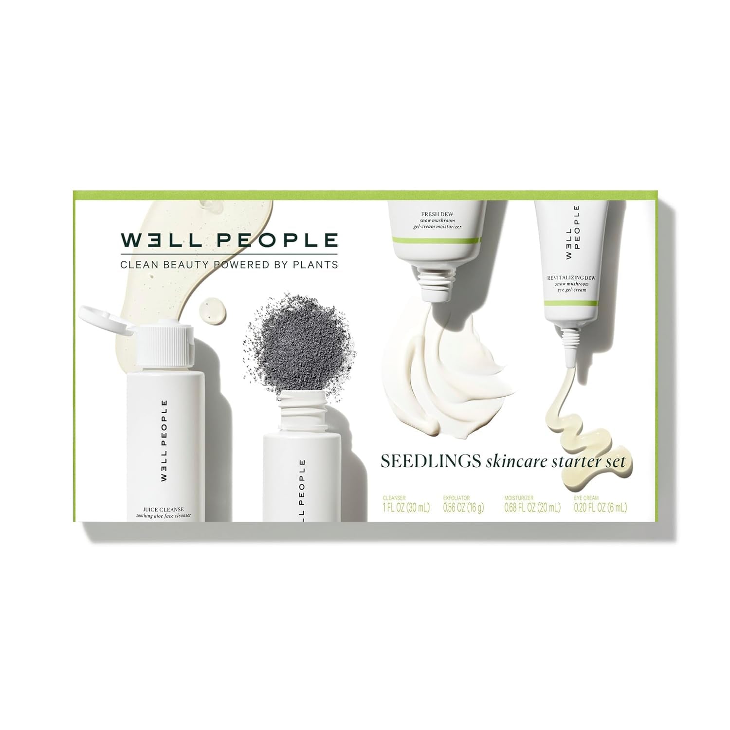 Well People Plant Power Skincare Starter Mini Set, Step-By-Step Skincare Kit for Cleansing, Hydrating, Exfoliating & Nourishing, Vegan & Cruelty-Free