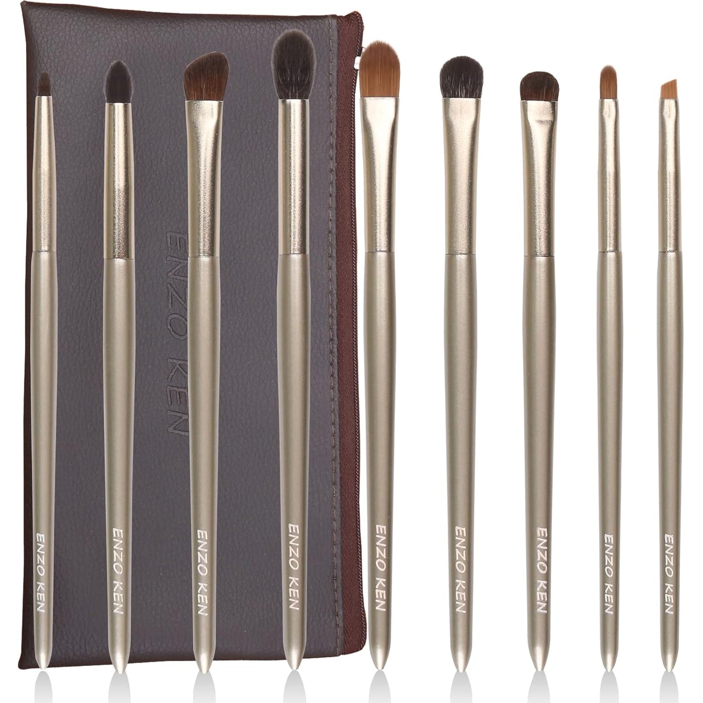 ENZO KEN Natural Goat Hair Makeup Brush Set with Case, Natural Makeup Brushes, Natural Bristle Makeup Brushes, Natural Hair Makeup Brushes Set Professional, Walnut Cosmetic Brushes Makeup Set - MONI