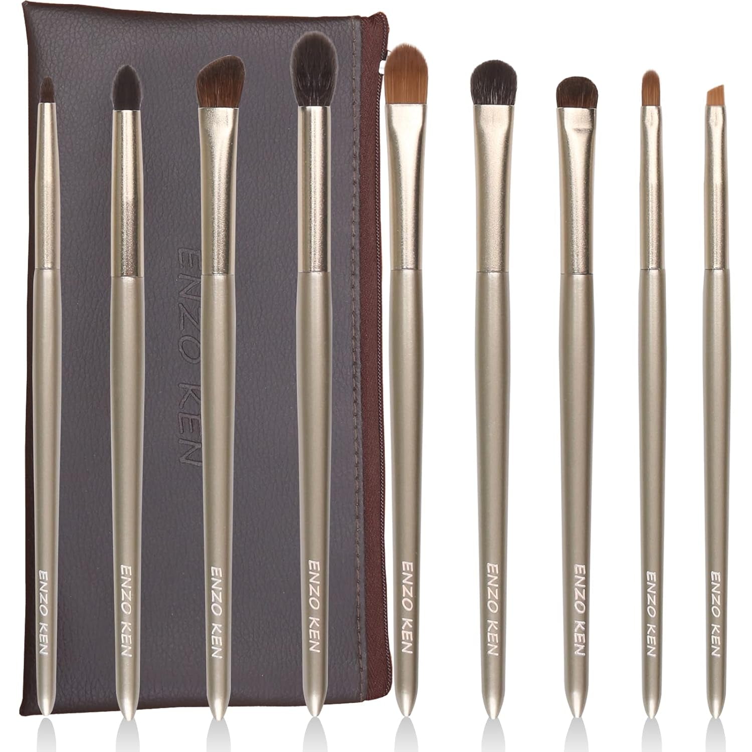 ENZO KEN Natural Goat Hair Makeup Brush Set with Case, Natural Makeup Brushes, Natural Bristle Makeup Brushes, Natural Hair Makeup Brushes Set Professional, Walnut Cosmetic Brushes Makeup Set - MONI