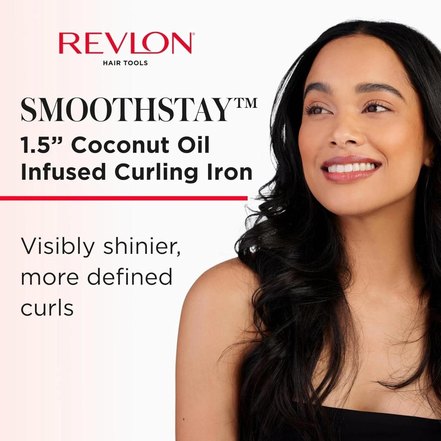 Open Box- REVLON SmoothStay CoconutOil Infused Hair Curling Iron Barrel  1 1/2"