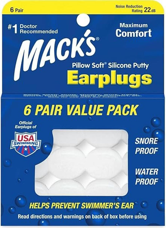Open Box-Mack's Pillow Soft Silicone Earplugs -6 Pair, Value Pack –(one is used)