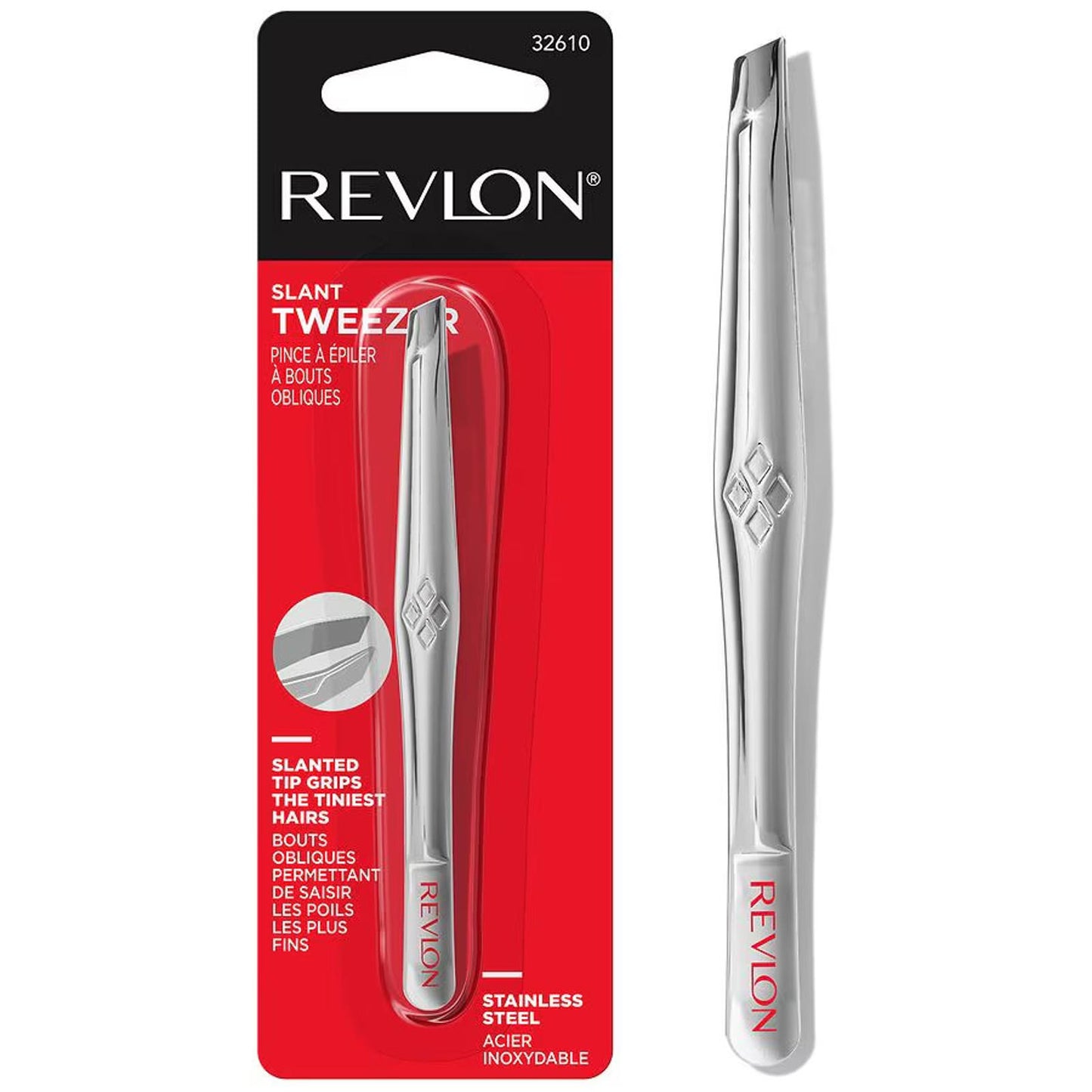 Open Box- Revlon Slant Tweezer Precision-Aligned Slant Tip Stainless Steel 32610
