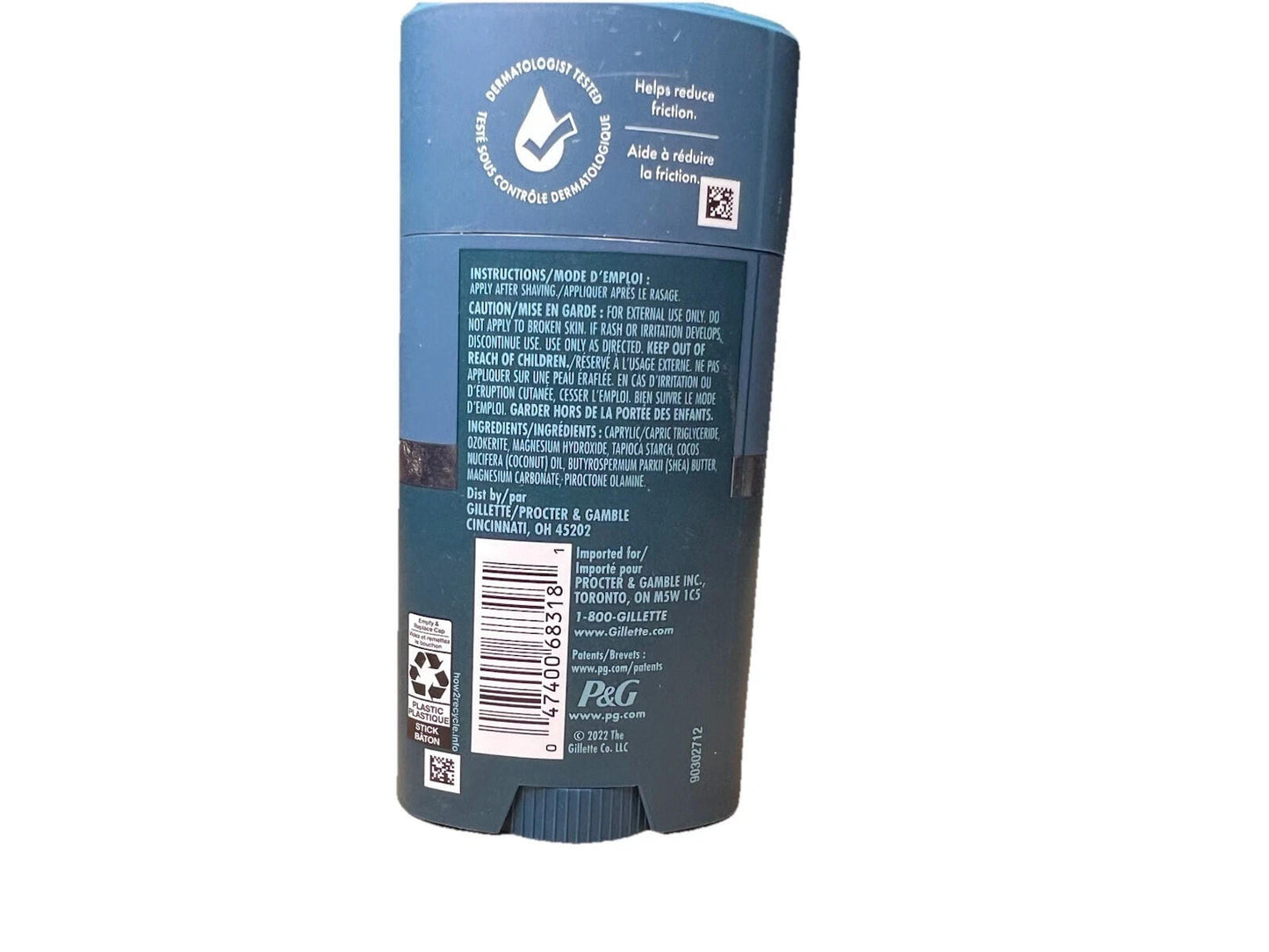Gillette Intimate Pubic Anti-chafe Stick, Reduces Rubbing and Irritation, 1.7 oz
