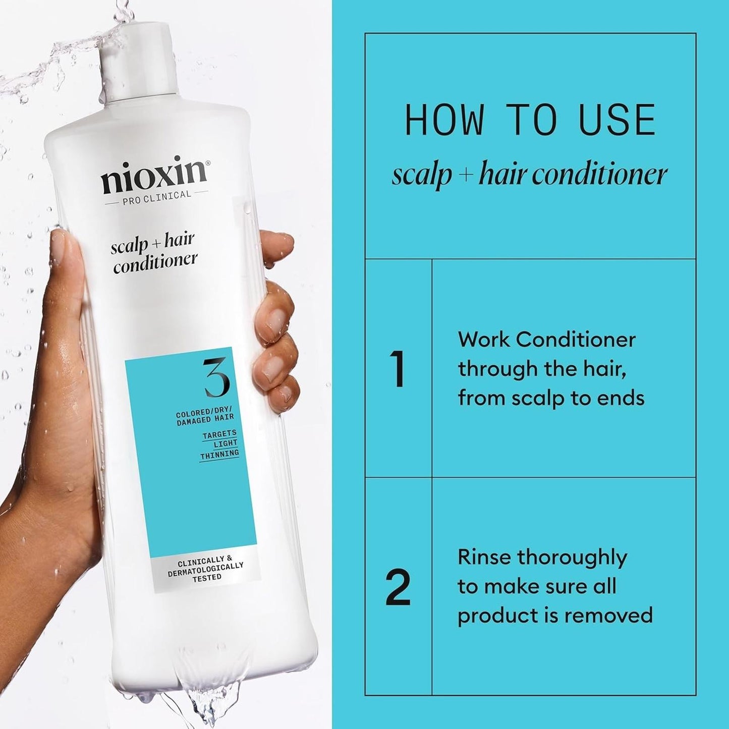 Nioxin System 3 Scalp + Hair Thickening Conditioner for Colored, Dry (33.8 fl oz
