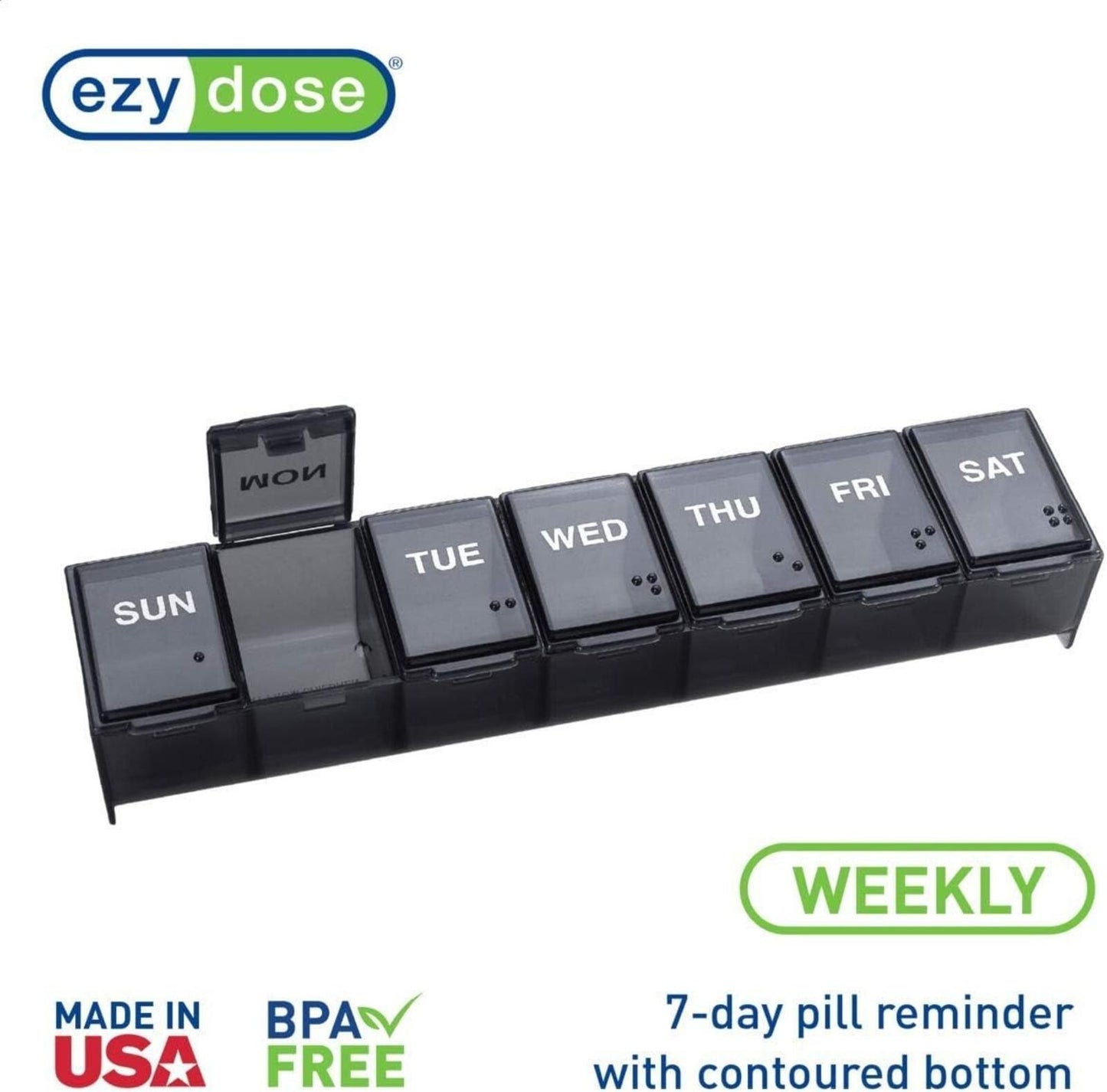 EZY DOSE Weekly (7-Day) Daily Pill Organizer, Vitamin Planner, and Medicine