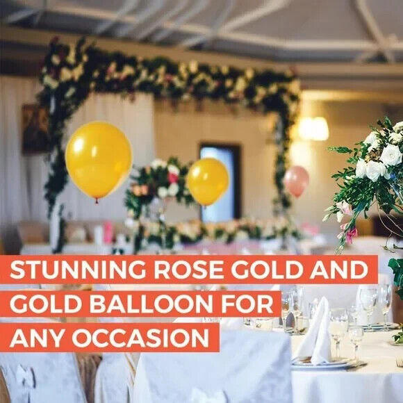 60-Pack Gold & Rose Gold Balloons, Gold & Rose Gold Latex Balloons for W