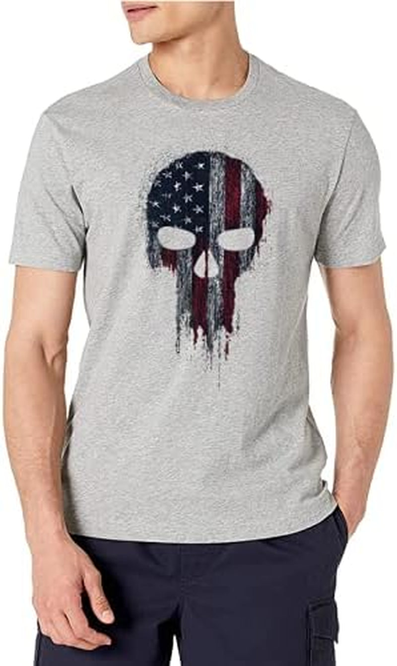 Men American Flag Patriotic Eagle T Shirt 4Th of July Skull round Neck Short Sleeve