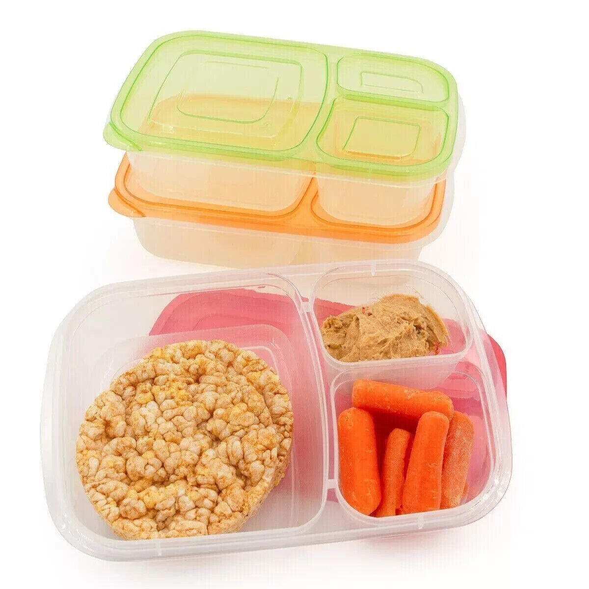 3pk California Basics 3-Compartment Multi-Color Portion Food Storage