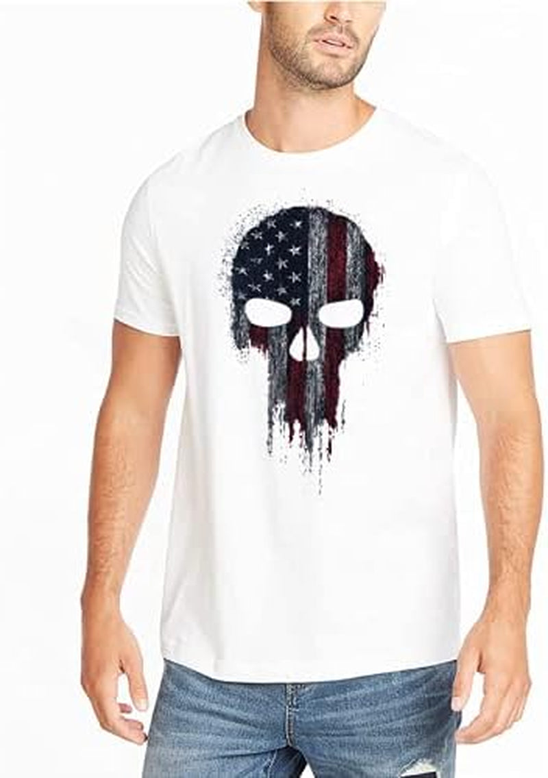 Men American Flag Patriotic Eagle T Shirt 4Th of July Skull round Neck Short Sleeve