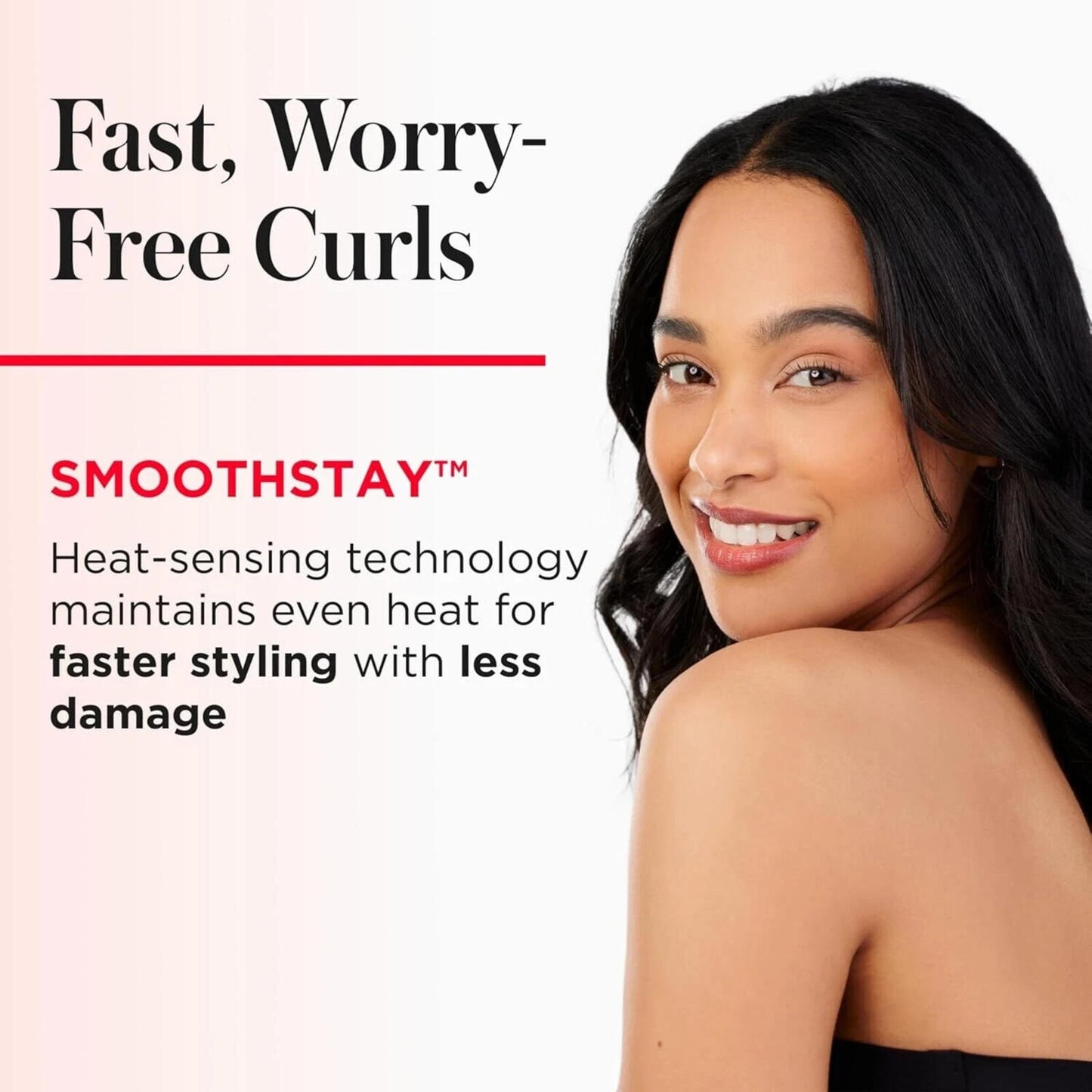 Open Box- REVLON SmoothStay CoconutOil Infused Hair Curling Iron Barrel  1 1/2"