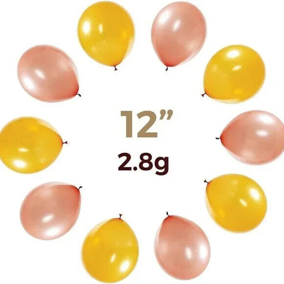 60-Pack Gold & Rose Gold Balloons, Gold & Rose Gold Latex Balloons for W
