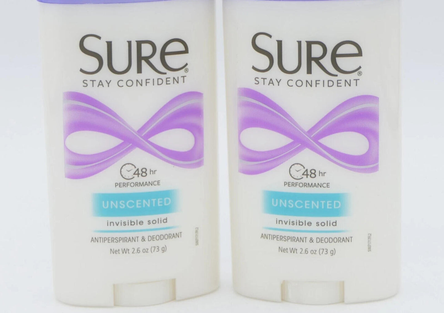 Sure Unscented Invisible Solid 48Hr Antiperspirant & Deodorant 2 Pack 2( no cap)