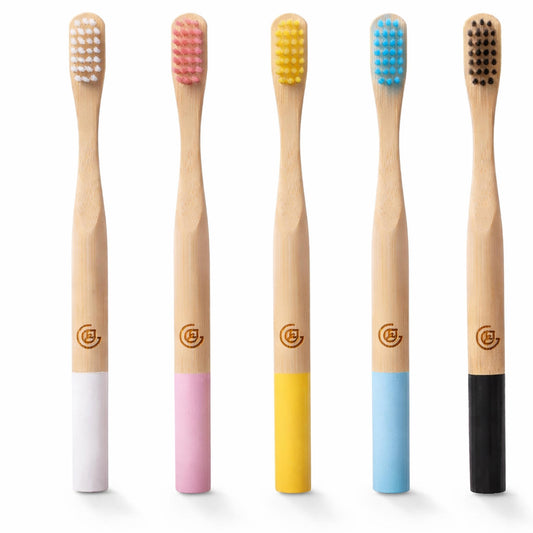 GREENZLA Kids Bamboo Toothbrushes, Natural Toothbrush Set, Soft Bristles (5 cnt)