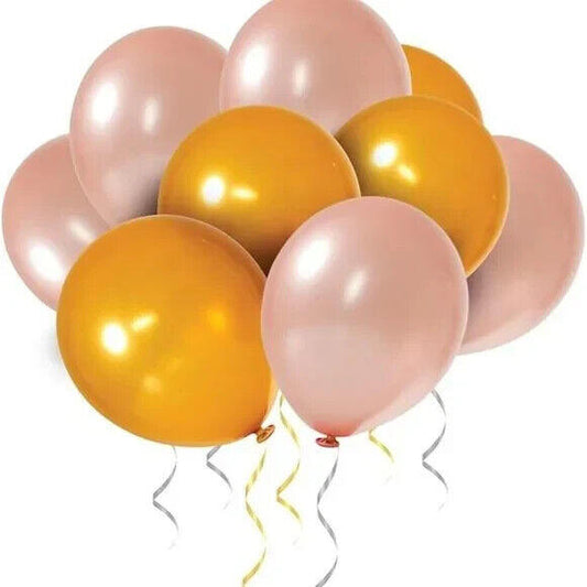 60-Pack Gold & Rose Gold Balloons, Gold & Rose Gold Latex Balloons for W
